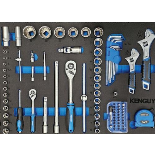KENGUY 155 PIECE 6-DRAWER ROLLER TOOL CABINET - BLACK & BLUE | On